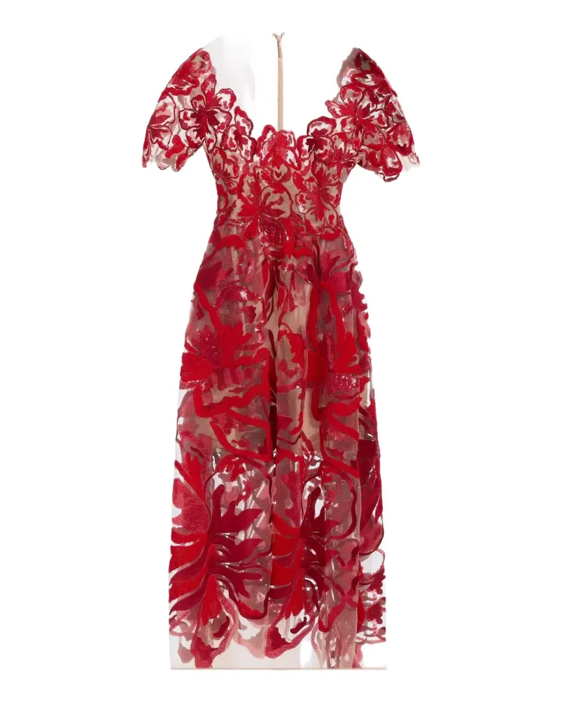 Elie Saab Midikleid mit Pailletten - Rot Rot