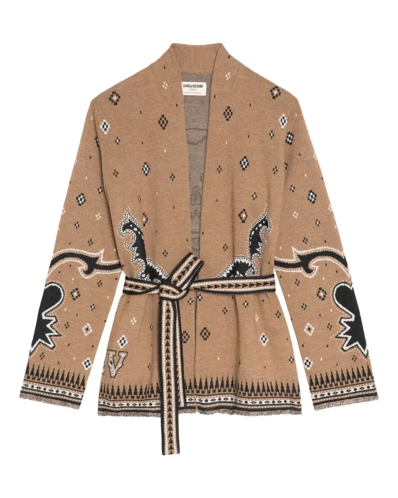 Zadig & Voltaire Gürtel-Cardigan mit Totenkopf - Braun Braun