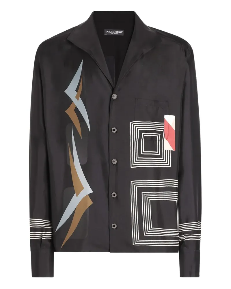 Dolce & Gabbana Hemd mit geometrischem Print - Schwarz Schwarz