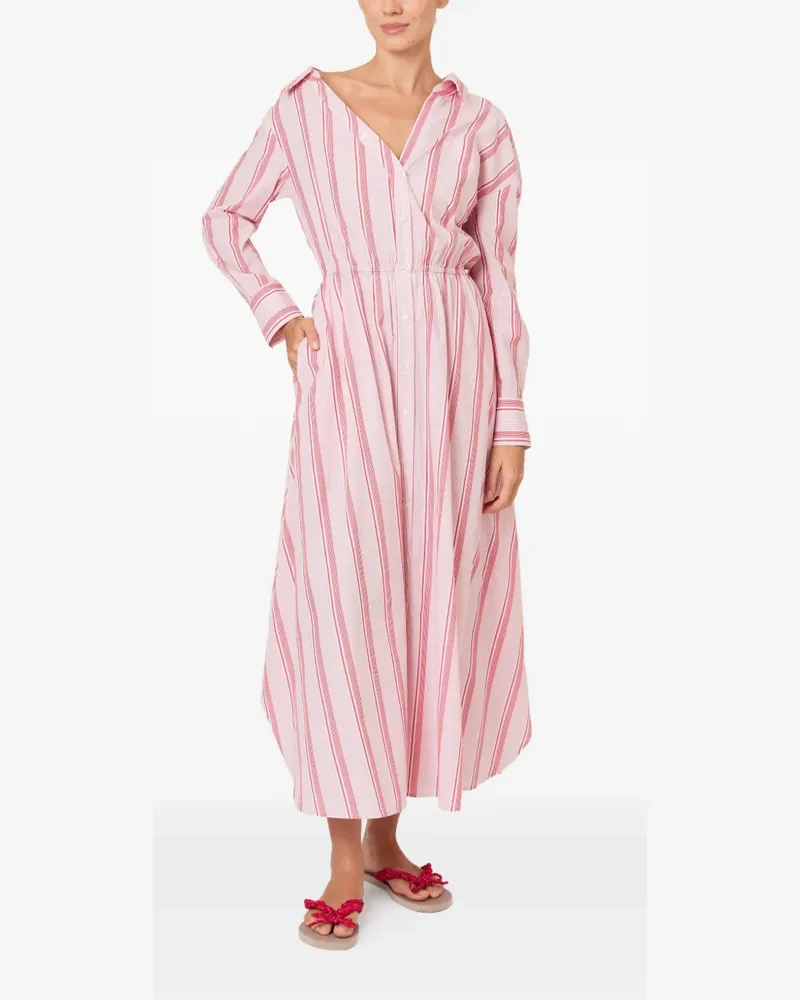 Rosie Assoulin Gestreiftes Kleid mit fallenden Schultern - Rosa Rosa