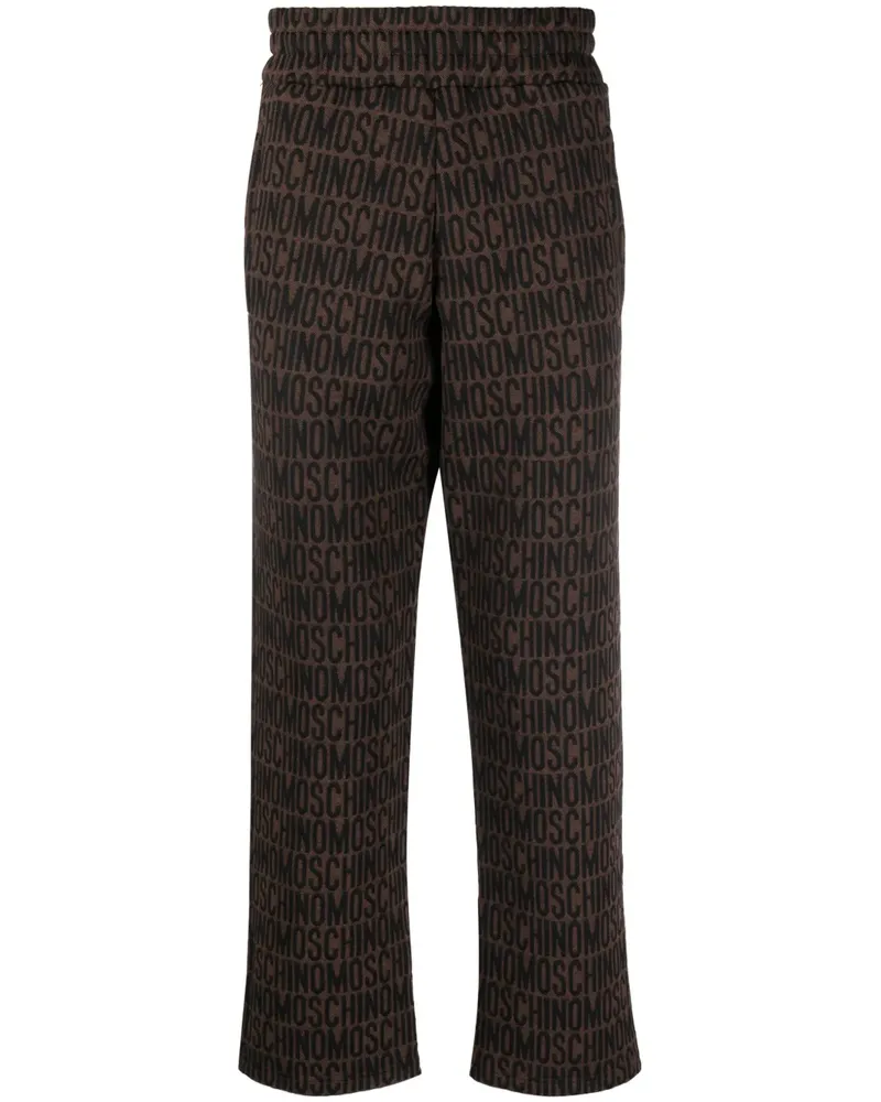 Moschino Gerade Hose mit Logo-Jacquardmuster - Braun Braun