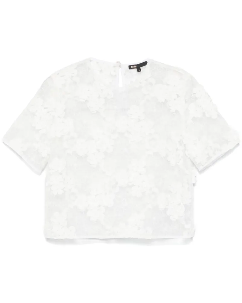 Maje Langarmshirt mit Blumen-Spitzenmuster - Weiß Weiß