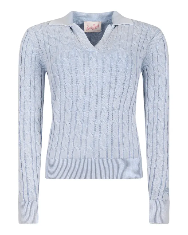 MC2 Saint Barth cable-knit polo-collar sweater - Blau Blau