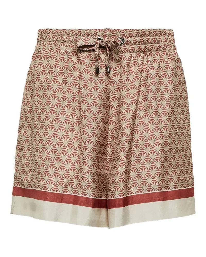 Brunello Cucinelli patterned silk shorts - Rot Rot