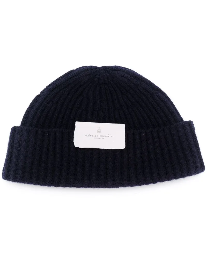 Brunello Cucinelli Gerippte Beanie - Blau Blau