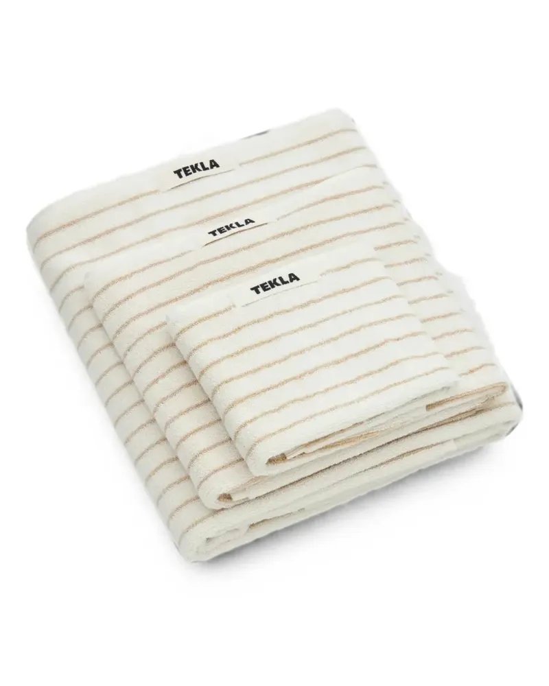 TEKLA Gestreiftes Sienna Frottee-Badetuch - Nude Nude