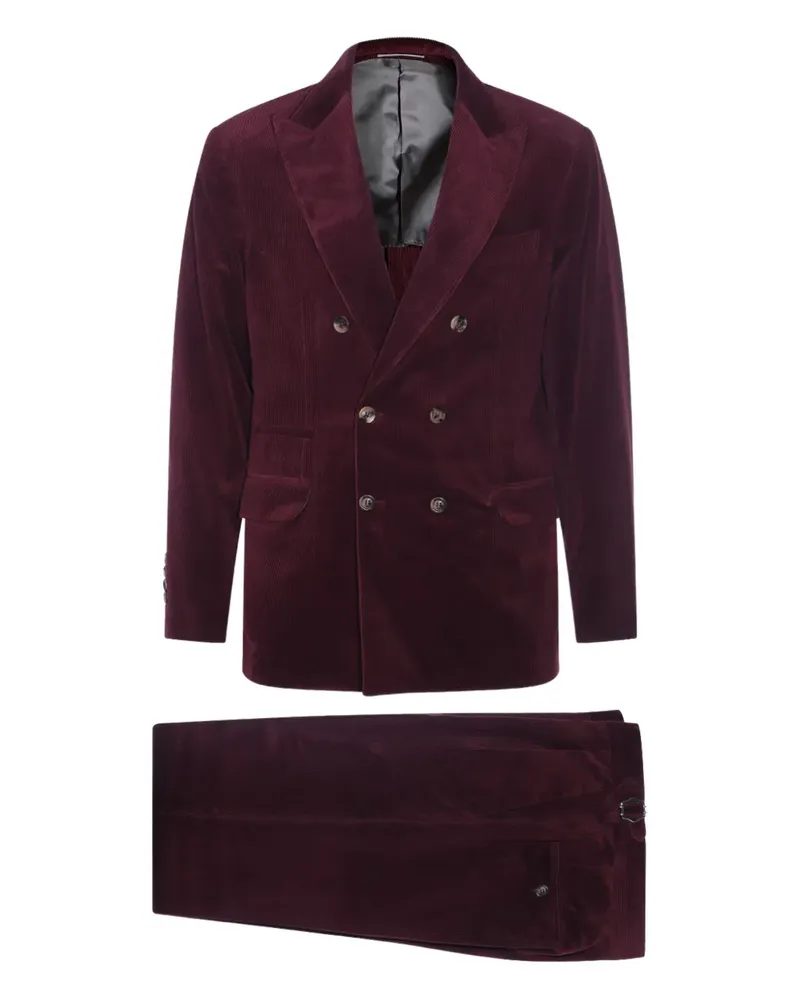 Brunello Cucinelli Doppelreihiger Anzug aus Cord - Rot Rot