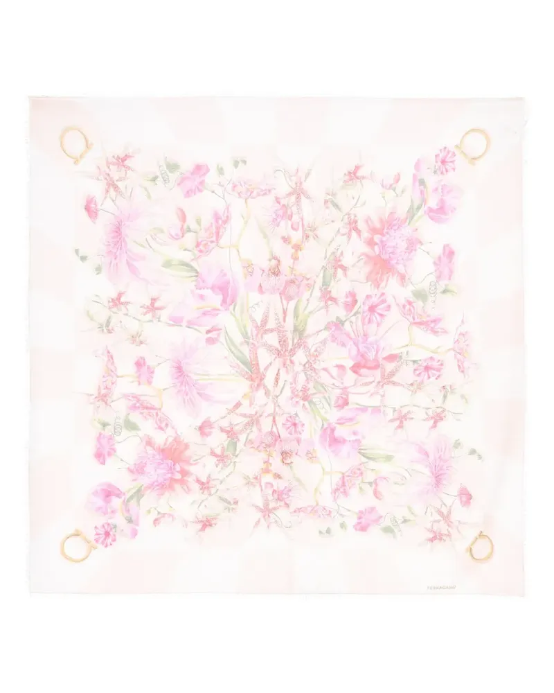 Ferragamo Schal mit Blumen - Nude Nude