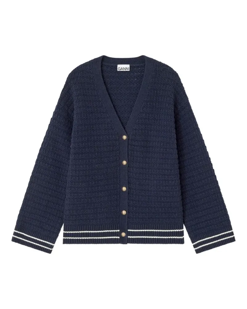 Ganni Cardigan mit Streifen - Blau Blau