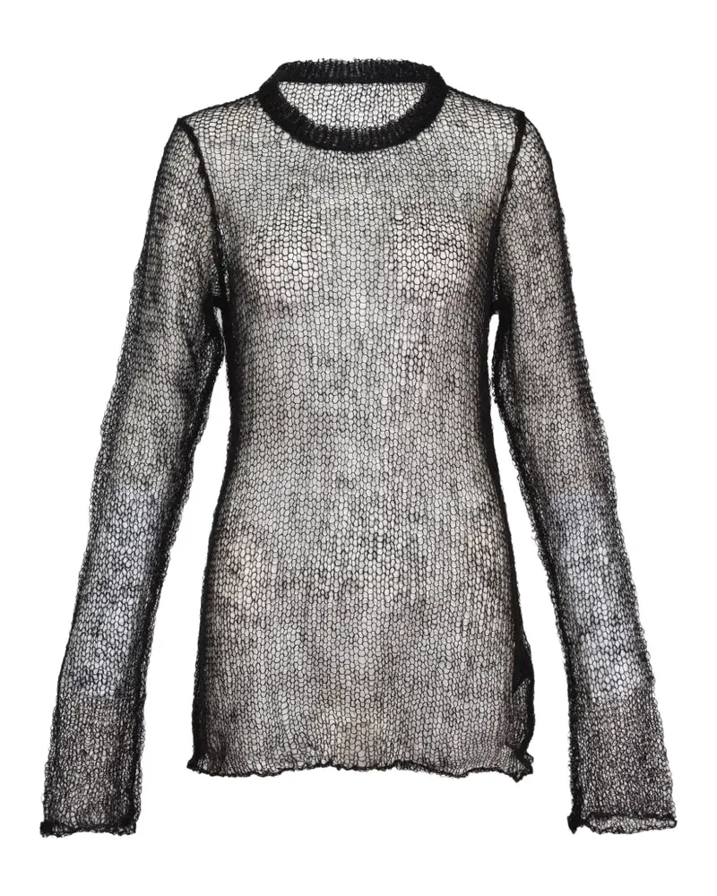 Yohji Yamamoto open-knit long-sleeve sweater - Schwarz Schwarz
