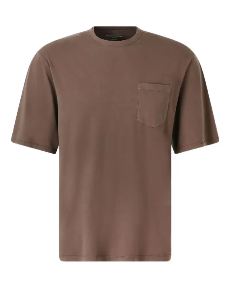 Officine Generale T-Shirt mit Tasche - Braun Braun