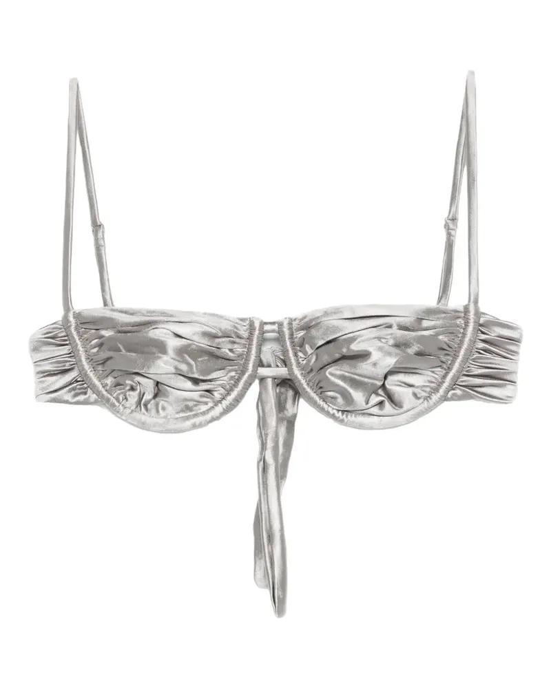 Isa Boulder ruched bikini top - Silber Silber