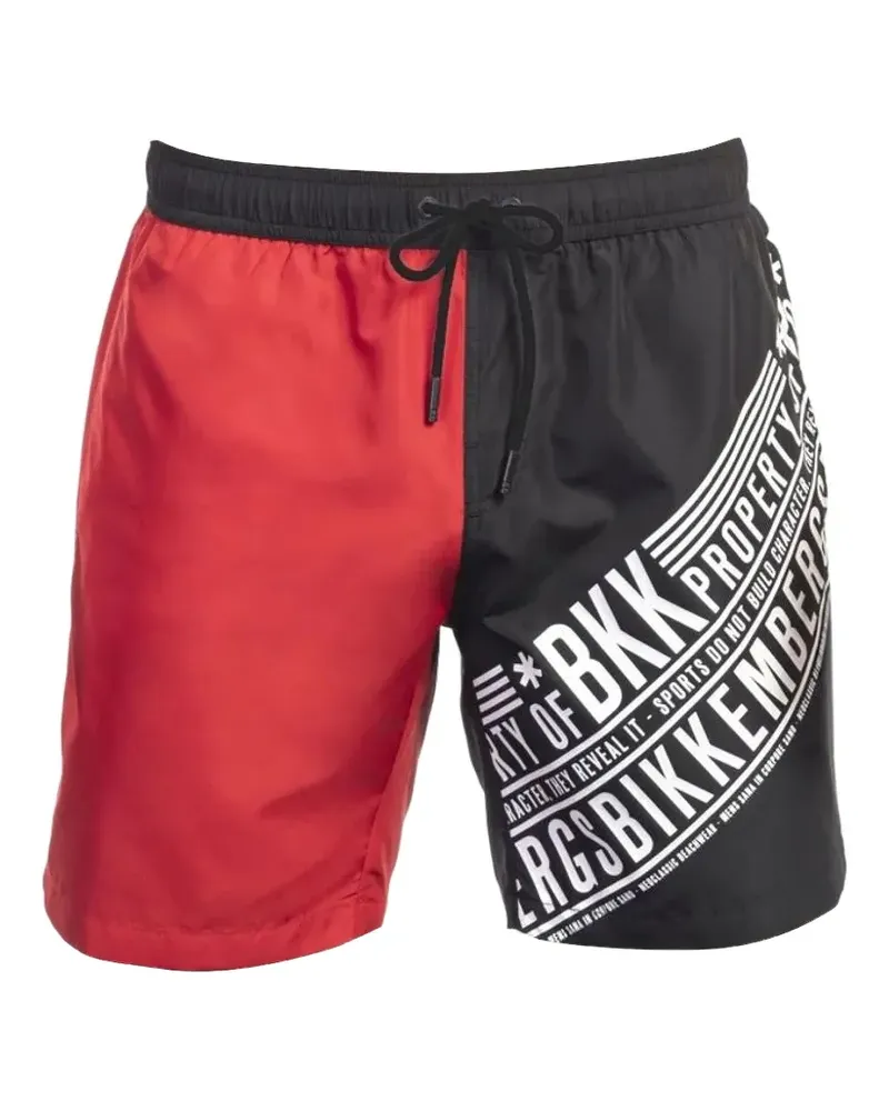Bikkembergs logo-print colour-block swim shorts - Rot Rot