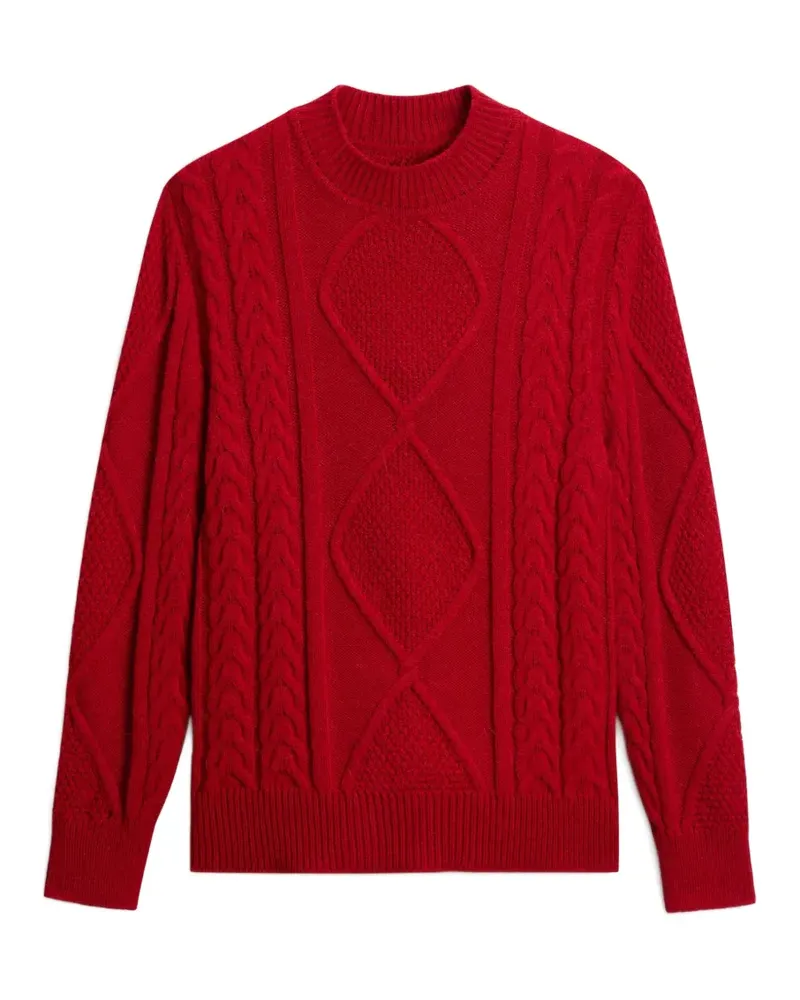 Woolrich Stehkragen-Pullover mit Zopfmuster - Rot Rot