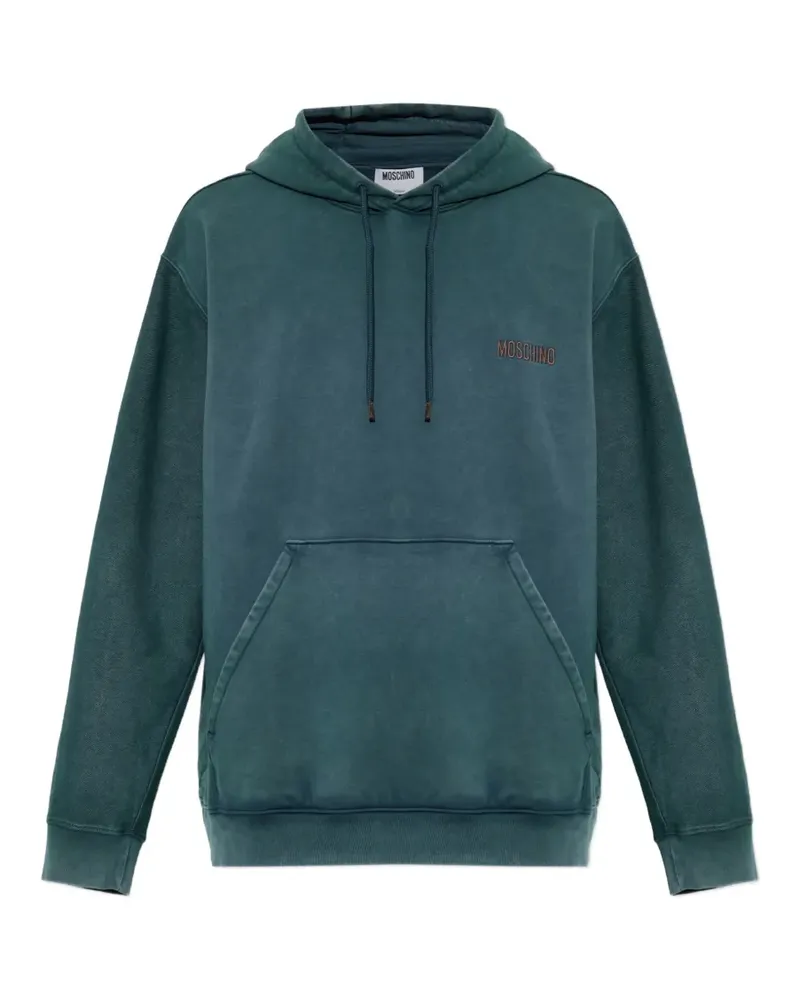 Moschino logo-embroidered drawstring hoodie - Grün Grün