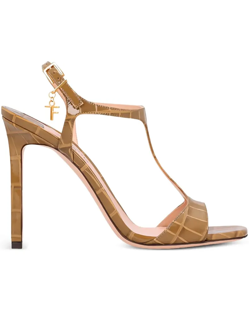Tom Ford Angelina Sandalen mit Kroko-Effekt 145mm - Nude Nude
