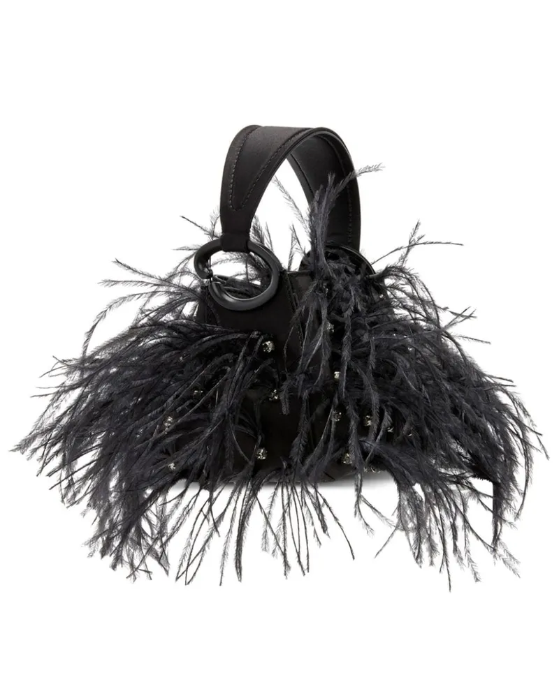 Oscar de la Renta Ostrich Schultertasche Schwarz