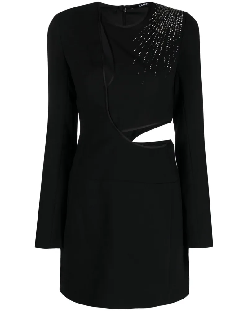 Amen Kleid mit Strass - Schwarz Schwarz