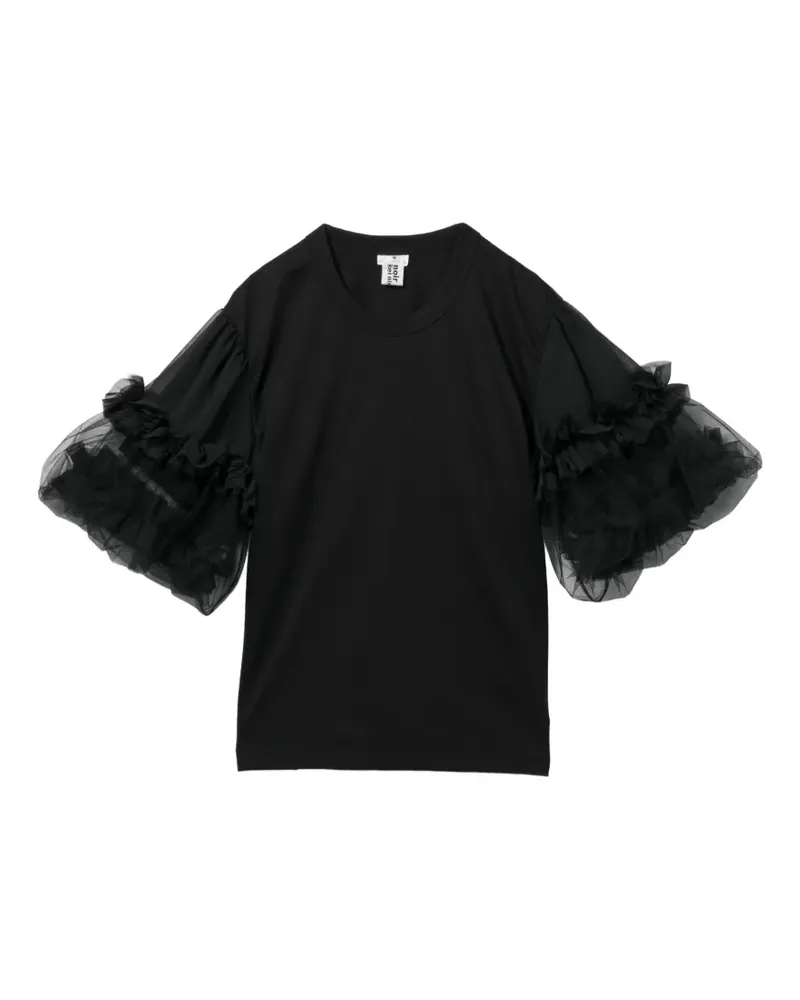 Noir Kei Ninomiya Oberteil mit Tüllärmeln - Schwarz Schwarz
