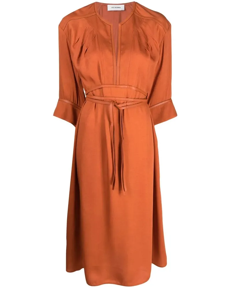 Yves Salomon Midikleid mit Gürtel - Orange Orange