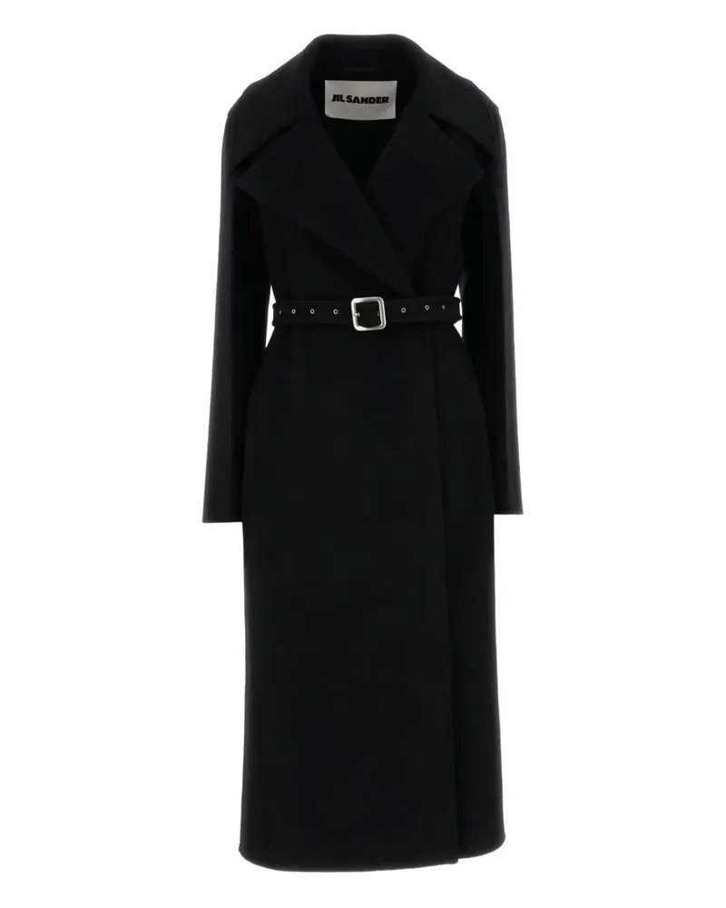 Jil Sander Wollmantel mit Gürtel - Schwarz Schwarz
