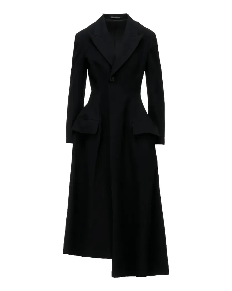 Yohji Yamamoto Asymmetrischer einreihiger Milled Mantel - Schwarz Schwarz