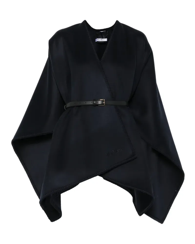 Max Mara blanket-stitch embroidered-logo cape - Blau Blau