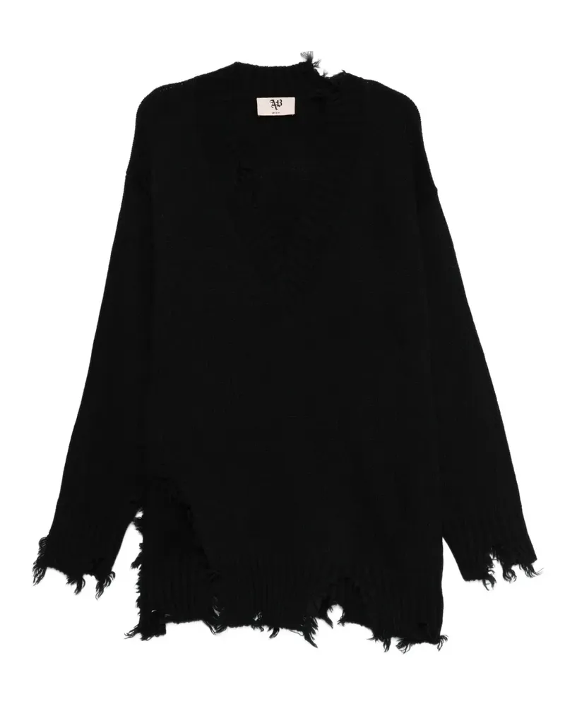 Aniye By frayed V-neck sweater - Schwarz Schwarz