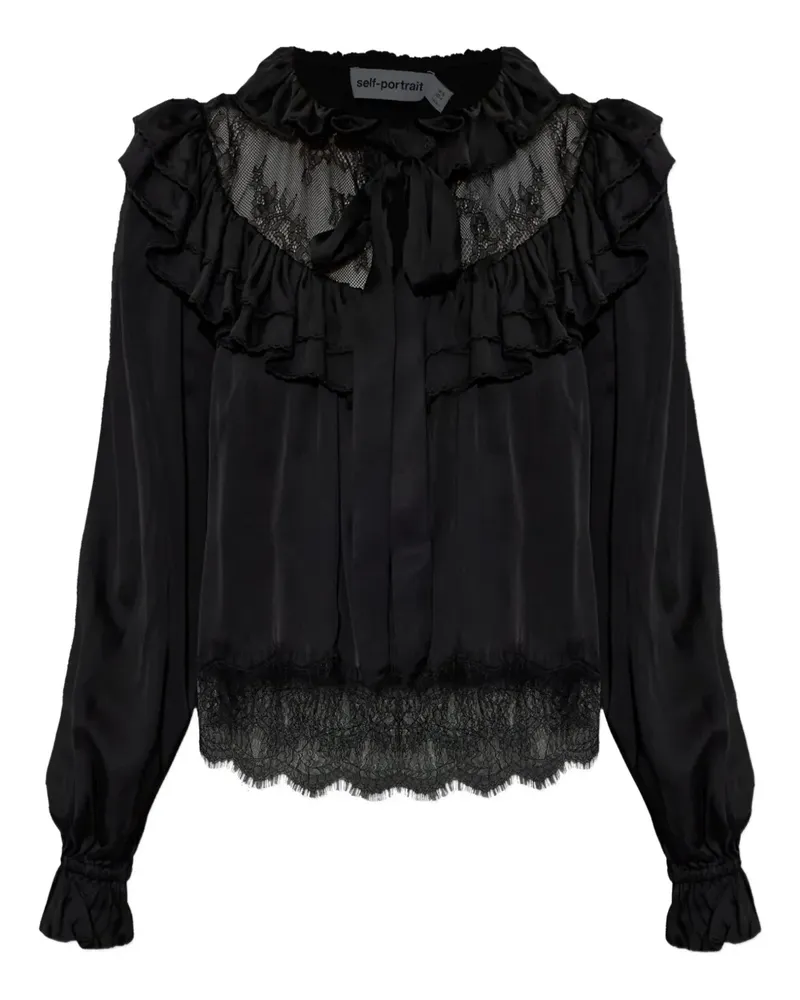Self-Portrait lace ruffled blouse - Schwarz Schwarz