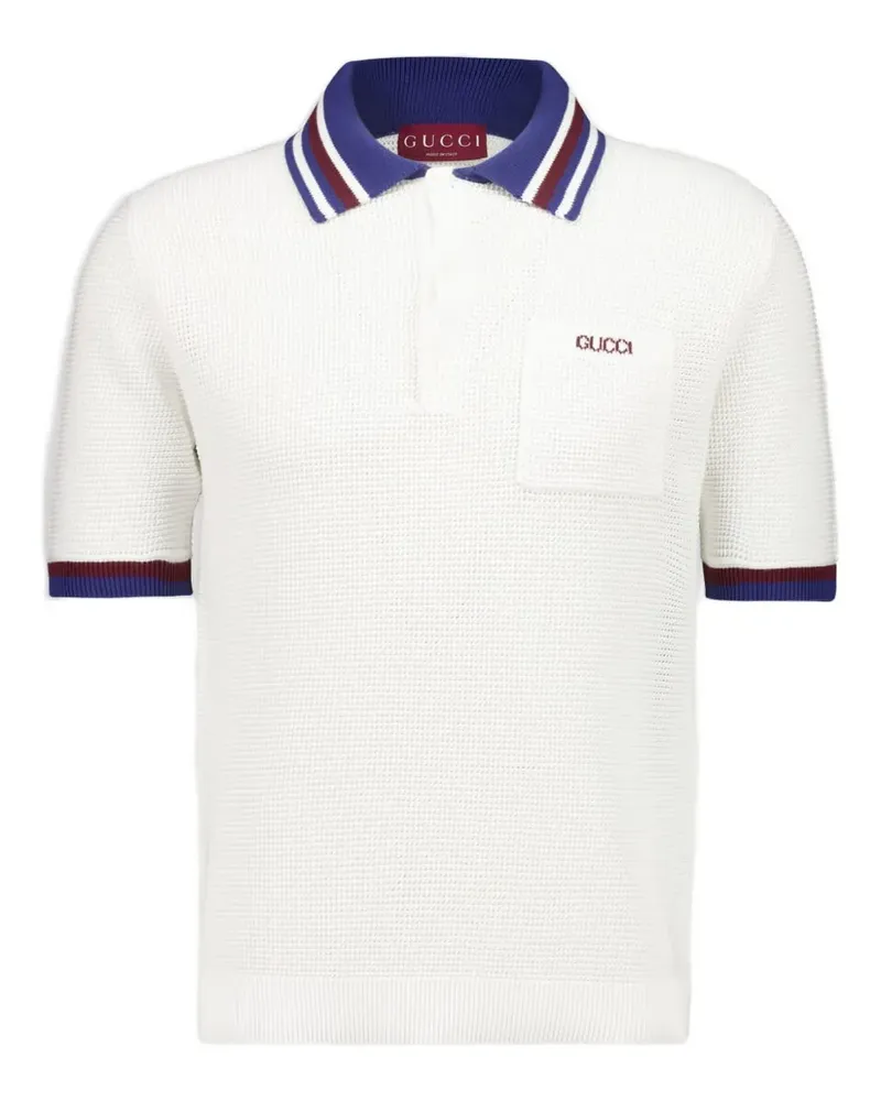 Gucci Poloshirt mit Waffelstrick-Muster - Weiß Weiß