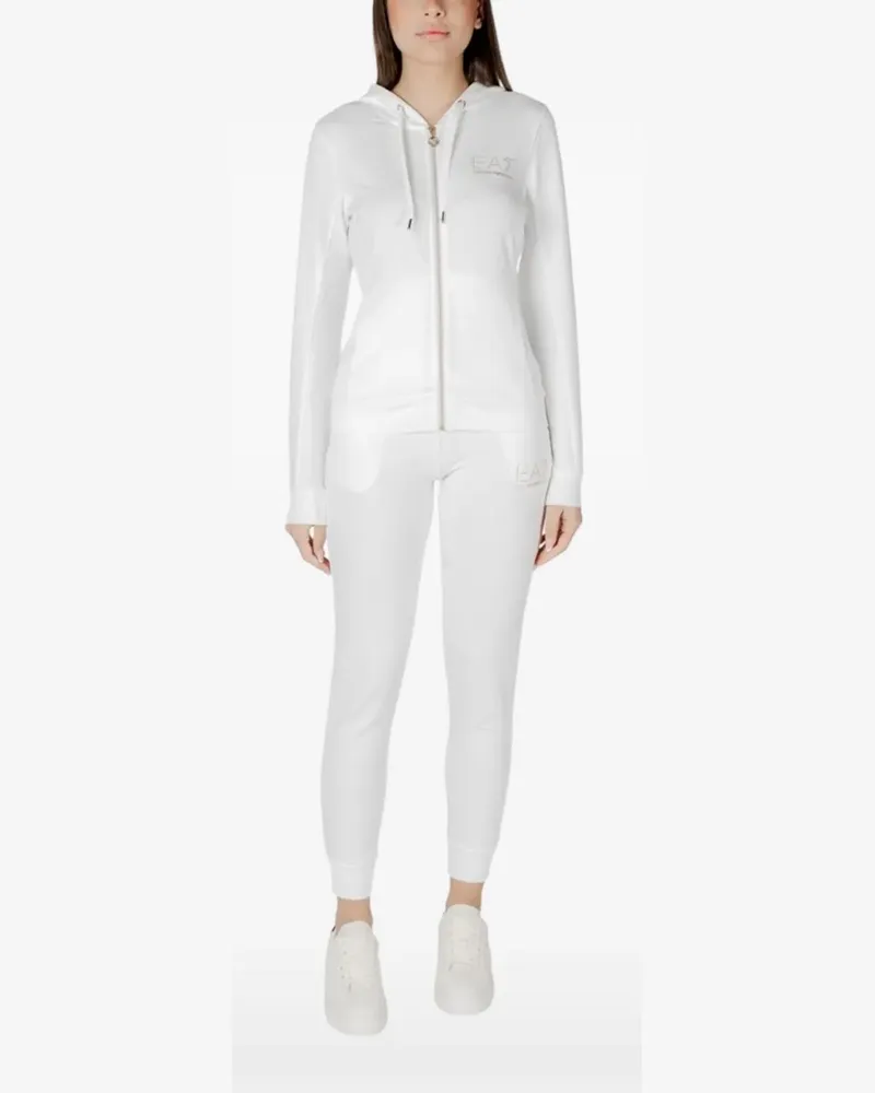 EA7 rhinestone-logo tracksuit - Weiß Weiß