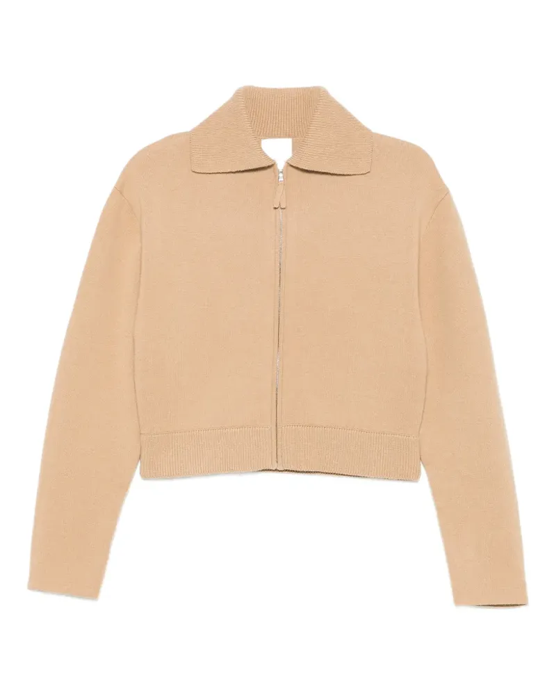 ALLUDE Gerippter Cardigan mit Reißverschluss - Nude Nude