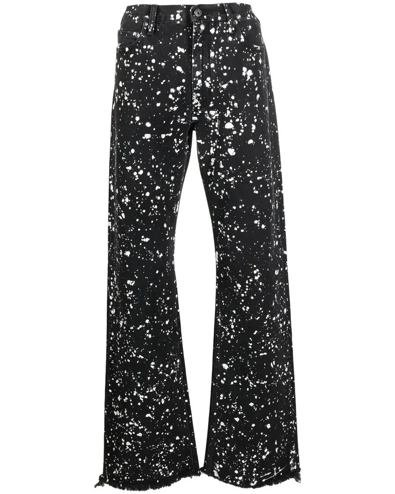 OFF-WHITE Jeans mit Farbklecks-Print - Schwarz Schwarz