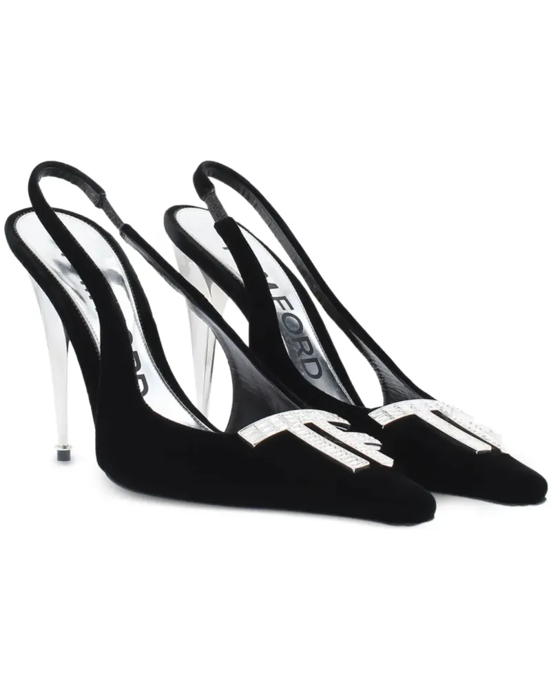 Tom Ford crystal-logo slingback pumps - Schwarz Schwarz
