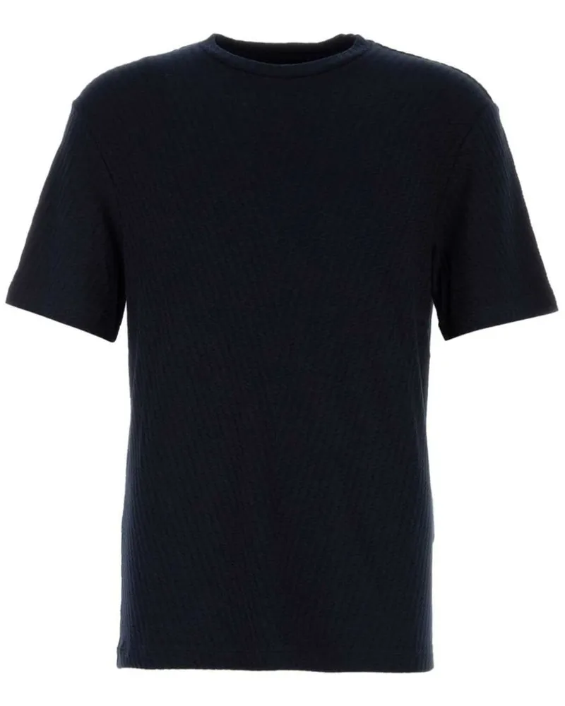 Giorgio Armani T-Shirt aus geripptem Strick Blau