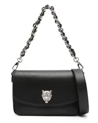 Philipp Plein Devon Schultertasche mit Tiger-Schild Schwarz