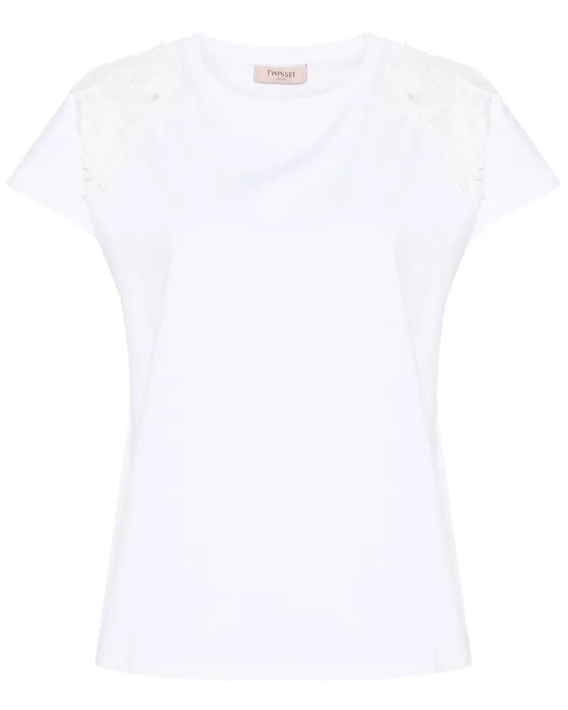 Twin-Set T-Shirt mit Blumenapplikation - Weiß Weiß