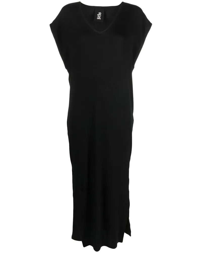 THOM KROM Midikleid mit V-Ausschnitt - Schwarz Schwarz