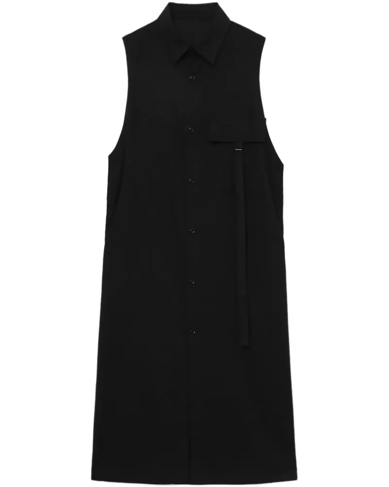 Yohji Yamamoto Midikleid aus Baumwolle - Schwarz Schwarz