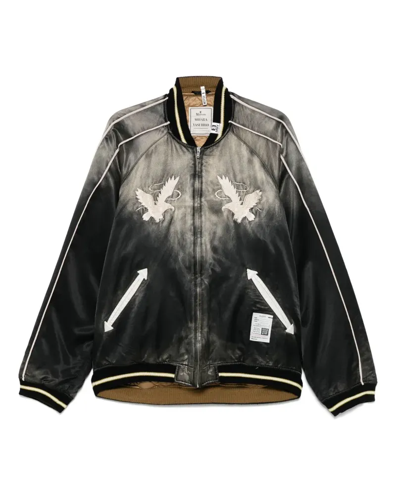 MIHARAYASUHIRO Bestickte Bomberjacke aus Satin - Schwarz Schwarz