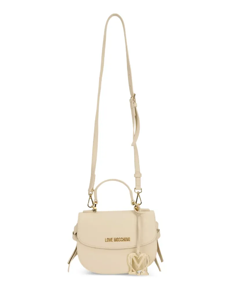 Moschino Schultertasche mit Logo-Schild - Nude Nude
