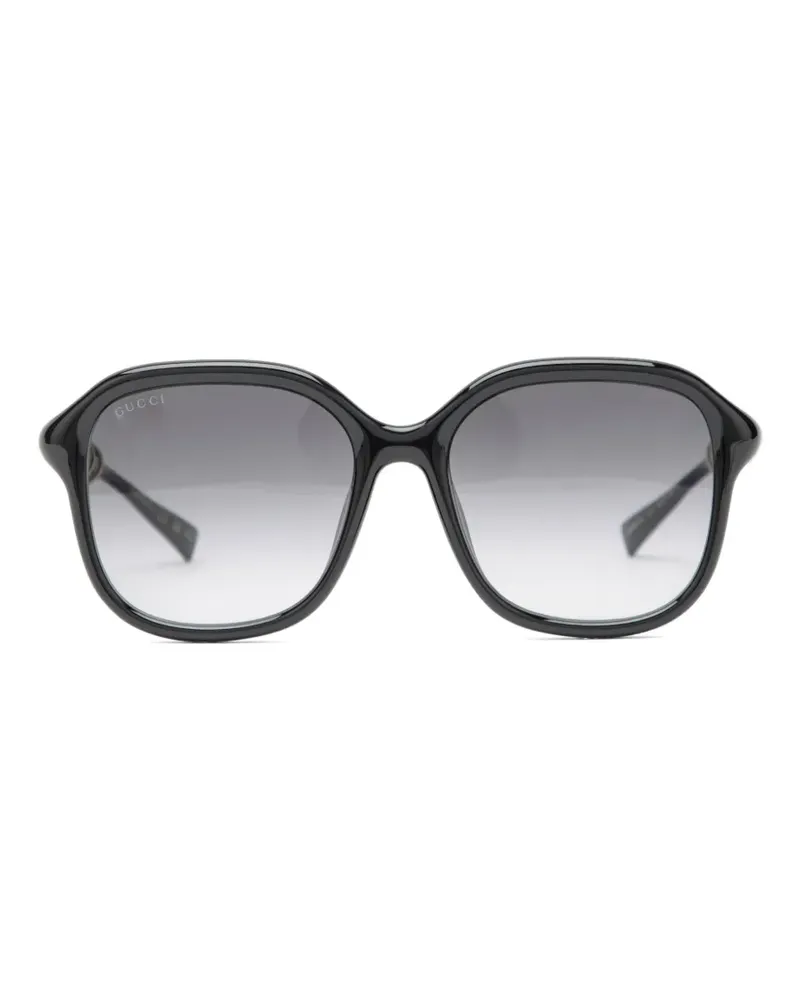 Gucci Sonnenbrille mit rundem Gestell - Schwarz Schwarz