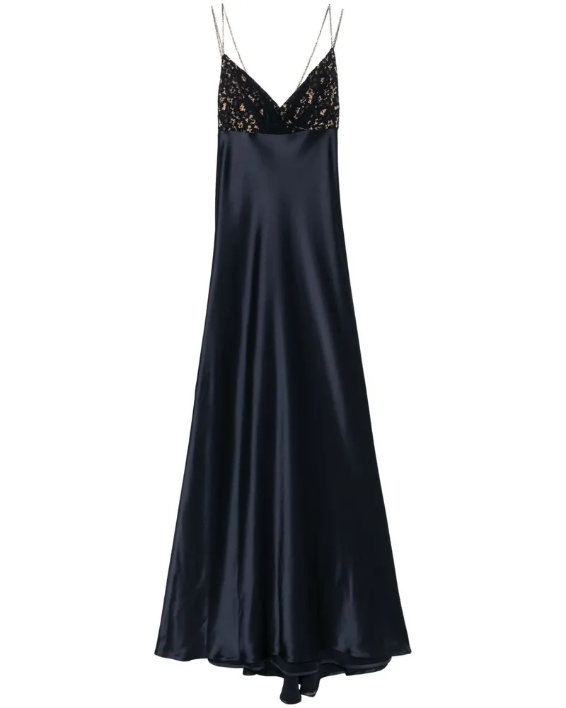 Talbot Runhof Abendkleid mit Spitzendetail - Blau Blau