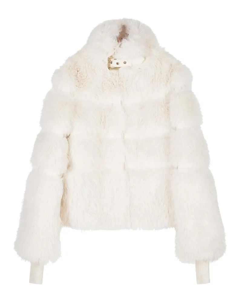 Patrizia Pepe faux-fur buckle-collar jacket - Weiß Weiß