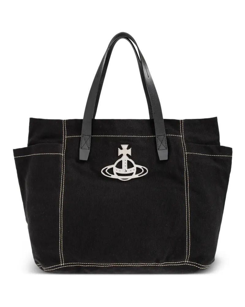 Vivienne Westwood medium Henry Orb contrast-stitch tote bag - Schwarz Schwarz