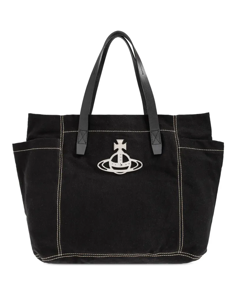 Vivienne Westwood medium Henry Orb contrast-stitch tote bag - Schwarz Schwarz