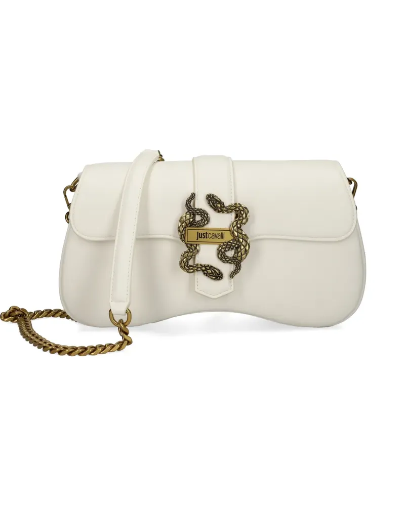 Just Cavalli Schultertasche mit Schnallenschlange - Weiß Weiß