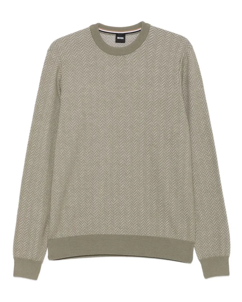 HUGO BOSS Pullover mit Fischgrätenmuster - Braun Braun