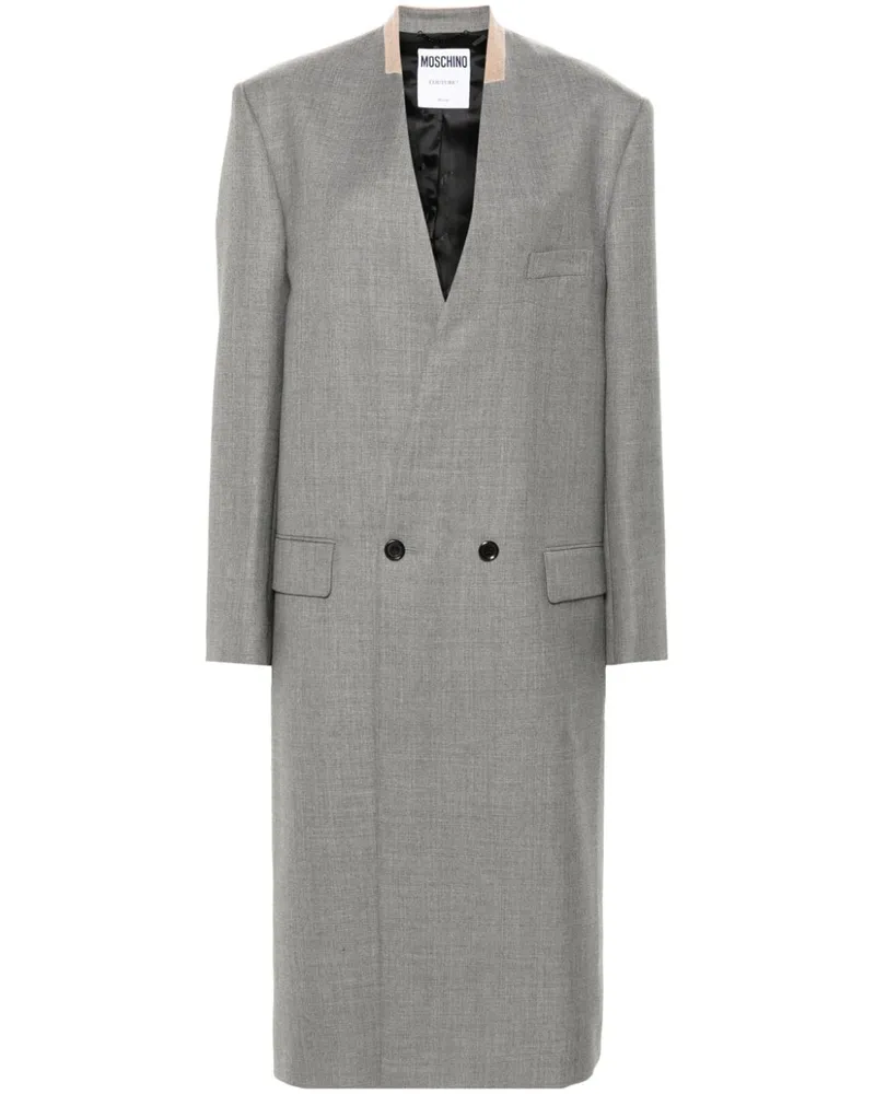 Moschino Klassischer Wollmantel - Grau Grau