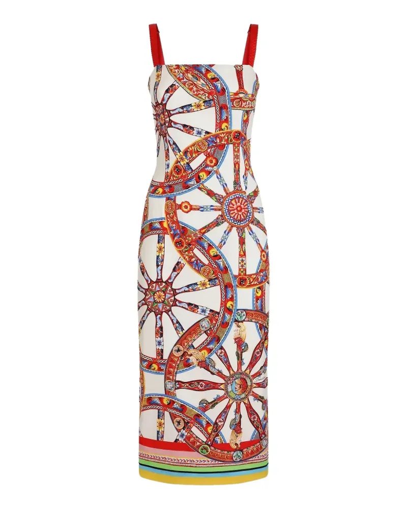 Dolce & Gabbana Charmeuse Kleid mit Carretto-Print - Weiß Weiß
